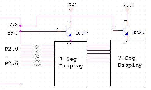 Interfacing Multiple Comman Anode Seven Segment to 8051 Controller 2X7seg