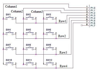 Schematic For interfacing Matrix Keyad To Microcontroller matrix_keypad1